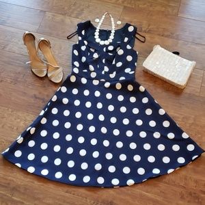 Polka dot navy blue dress